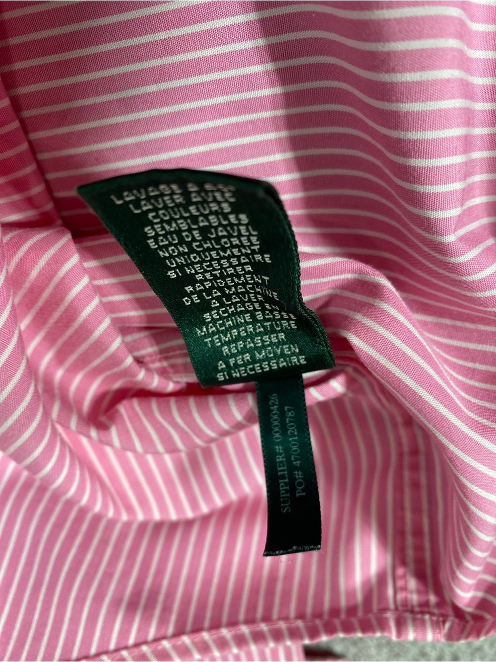 Lauren Ralph Lauren Shirt Women’s XL White Pink Long Sleeve Button Front Preppy - Picture 8 of 8